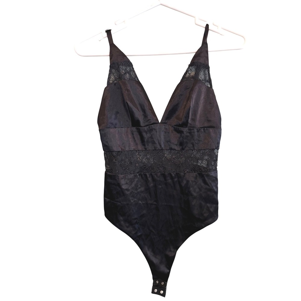 Blue Blush Women Romantic Sexy Lingerie Lace Trim Sleepwear Bodysuit Black Small